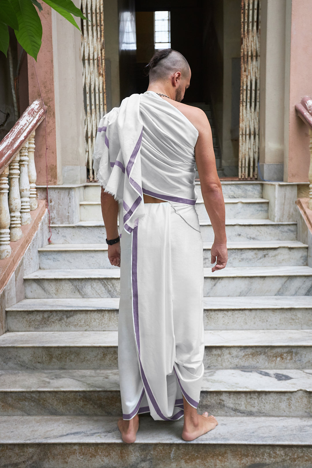 Dhoti and chadar with colored stripe 100% cotton