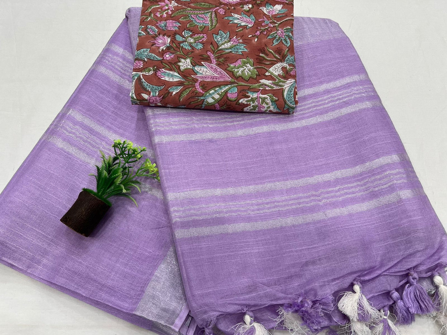 Linen Cotton Plain Saree (150+ colors)